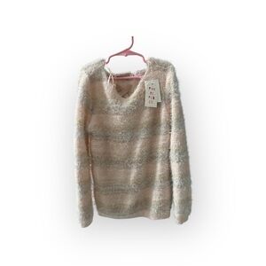 Pink Republic Cream and Pink V-Neck Sweater